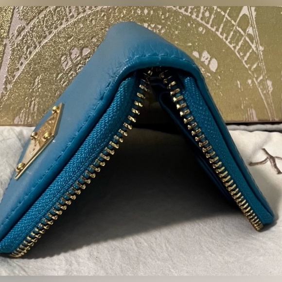 michael kors blue wallet small leather card holder day gift women wife daughter - Picture 9 of 9